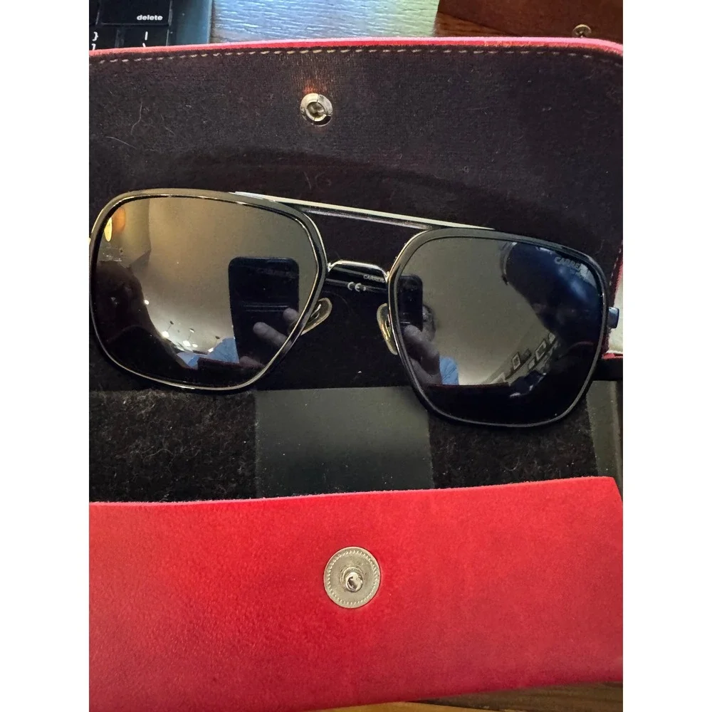 Carrera 256/S Square Navigator Sunglasses Black/Silver 58□18 140 Excellent